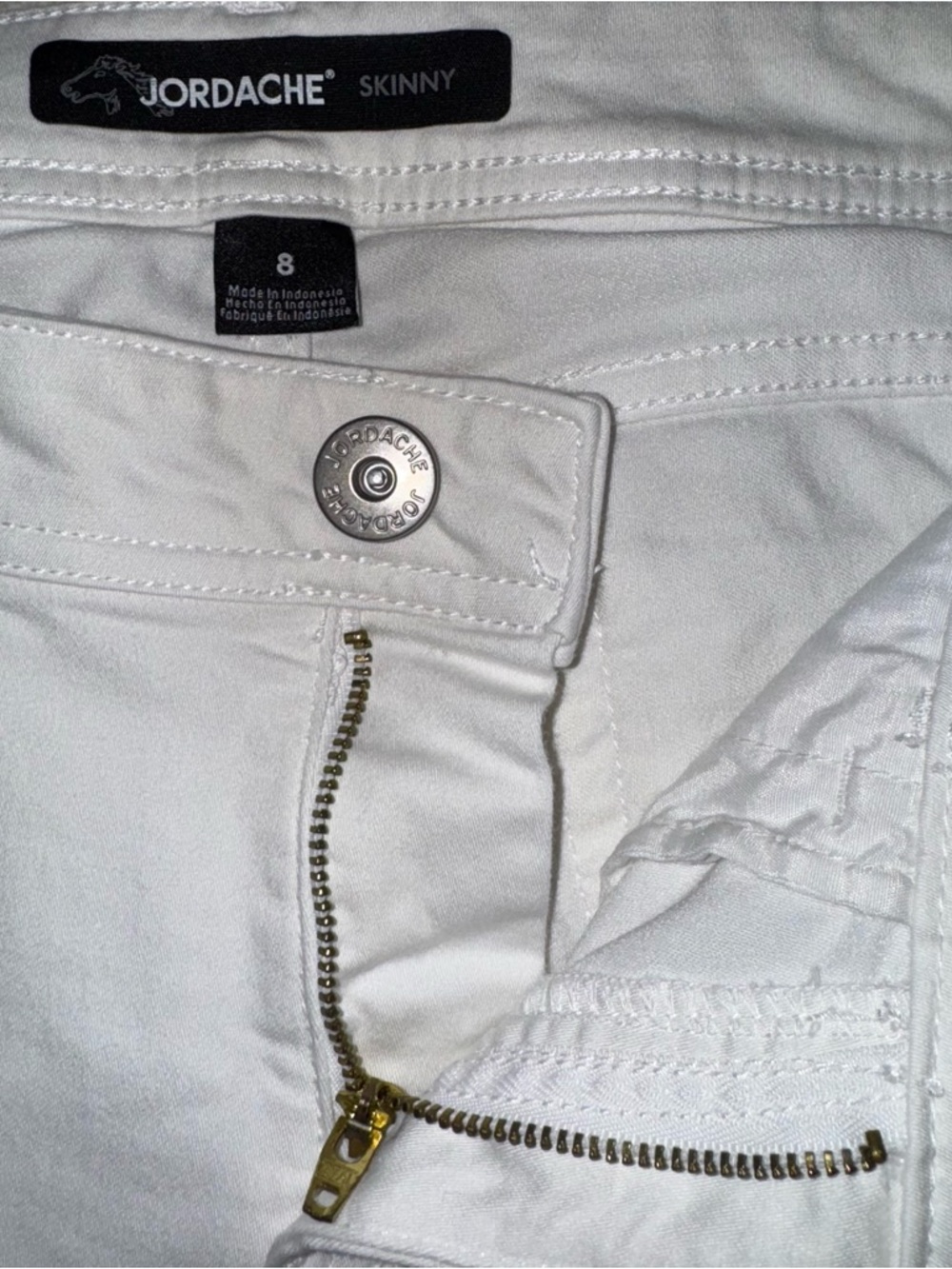 White Jordache Extra Stretch Skinny Jeans, Sz 8 - Picture 6 of 10